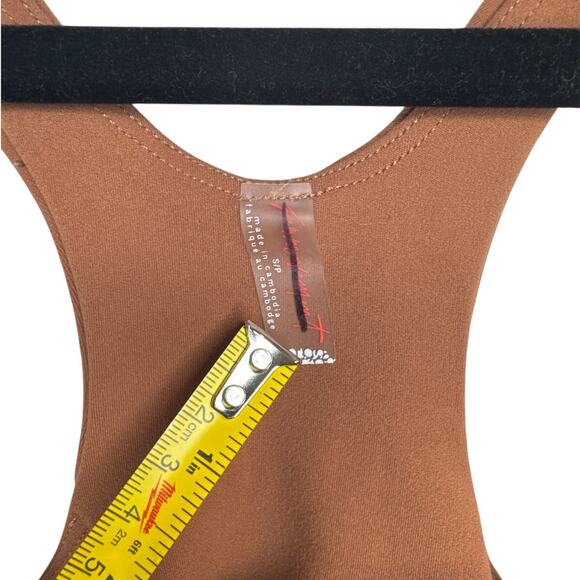 New Free People Movement Never Better Brown Runsie Racerback Romper size S - Picture 6 of 9